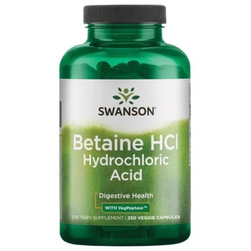 SWANSON HYDROCHLORIC ACID BETAINA PEPSYNA 250 kaps