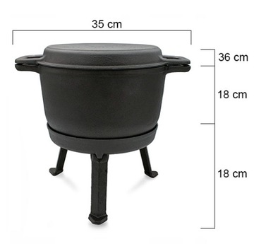 ЧУГУННЫЙ казан 3-в-1, 8 л, стоячий, жареное тушение, жареный картофель