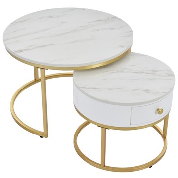 ЖУРНАЛЬНЫЙ СТОЛИК 2в1 LOFT METAL SET мрамор