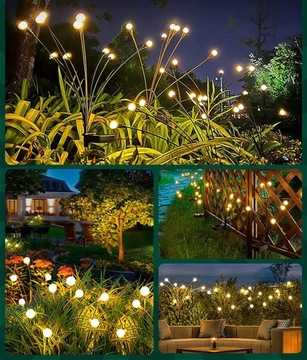 4 СОЛНЕЧНЫХ САДОВЫХ ЛАМПЫ, УКРАШЕННЫЕ СВЕТЛЯЧКОМ, 40 СВЕТОДИОДНЫХ ШАРОВЫХ КАЧЕЛЕЙ С ВЕТРОМ