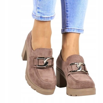 ТУФЛИ НА ВЫСОКИХ КАБЛУКАХ ЖЕНСКИЕ МОКАСИНЫ С ДЕКОРАЦИЕЙ НА КАБЛУКАХ ХАКИ ПОТОЦКИ