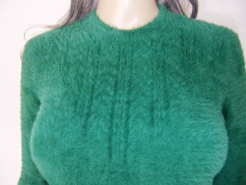 Alpaka touch sweter zielony futerkowy 34/36/38