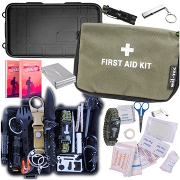 NIEZBĘDNIK HARCERZA OBÓZ ZESTAW SURVIVAL DO LASU WYJAZD 32w1 + NÓŻ + GRATIS