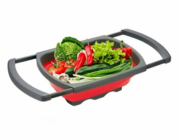 Большой силиконовый дуршлаг, складной дуршлаг, сито, выдвижная ручка