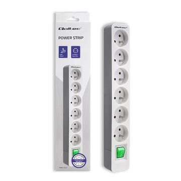Listwa zasilająca Qoltec 1.8m biało-szara