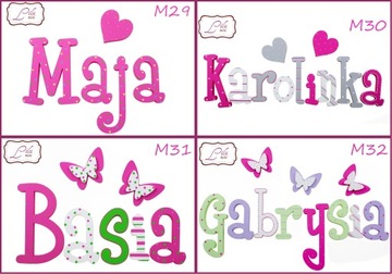 LITERKI NA ŚCIANE IMIĘ 5-LITEROWE 3 DEKORY GRATIS