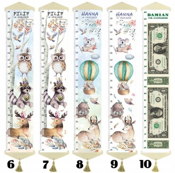 Таблица роста детей на ХОЛСТЕ Лесные животные II белый фон Имя Дата