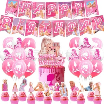 Zestaw Dekoracje Balony BARBIE Urodziny 32 Szt