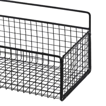 Подвесной настенный органайзер, сплошной, сталь, проволочная корзина, черный, L, с наклейкой