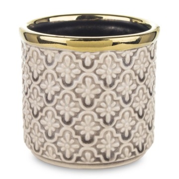 DONICZKA CERAMICZNA BEŻOWA ZŁOTA OKRĄGŁA 10x11cm