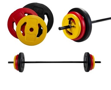 Sztanga Gryf Fitness P2I z obciążeniem gryf prosty skręcany + 6 talerzy