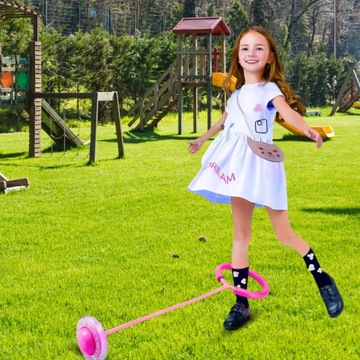 HULA HOP ДЛЯ НОГ ШКИПЕРА СКАЛАВКА МЯГКАЯ РЕЗИНА СО СВЕТОДИОДАМИ РОЗОВАЯ