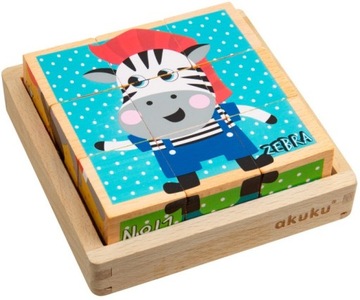 ОБРАЗОВАТЕЛЬНЫЕ ДЕРЕВЯННЫЕ БЛОКИ AKUKU 6 УЗОРОВ 9 ЭЛЕМЕНТОВ