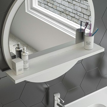 Белое настенное зеркало с полкой 45 СМ.