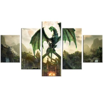 Obraz na płótnie Elder Scrolls Dragon 80x158cm