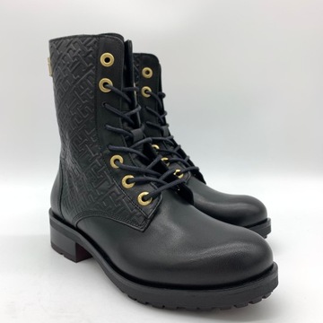 Buty damskie botki eleganckie TOMMY HILFIGER MONOGRAM BIKER BOOT rozmiar 38