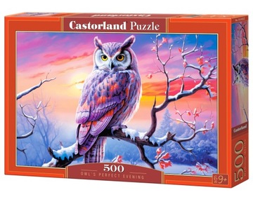 PUZZLE 500 ELEMENTÓW - SOWA NA GAŁĘZI ZIMOWYM WIECZOREM - CASTORLAND