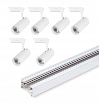 Zestaw szynoprzewód biały 3m + 6x reflektor 20W