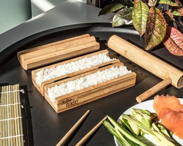 ДЕРЕВЯННЫЙ НАБОР ДЛЯ ПРИГОТОВЛЕНИЯ СУШИ КОВРИК SUSHI SENSEI DELUXE АКСЕССУАРЫ