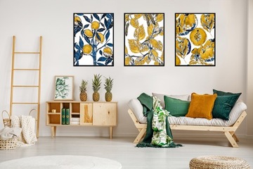 КАРТИНА-ПЛАКАТ В РАМКЕ 53x73см Триптих Фрукты P1889