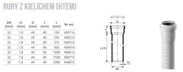 ТРУБА КАНАЛИЗАЦИЯ 32 ПП ПВХ ПВХ MAGNAPLAST 1 М