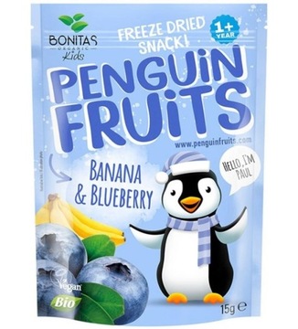 BONITAS ORGANIC LIOFILIZOWANY BANAN I JAGODA CHRUPIĄCA PRZEKĄSKA BIO 15g