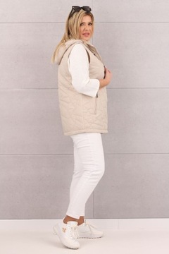 ДЛИННЫЙ СТЕГАНЫЙ ЖИЛЕТ С КАПЮШОНОМ ЖЕНСКИЙ МОДНЫЙ РУКАВ САМЫХ РАЗМЕРОВ