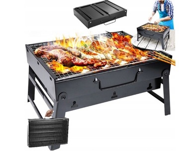 GRILL SKŁADANY TURYSTYCZNY WALIZKA PRZENOŚNY OGRODOWY WĘGLOWY KEMPING BBQ