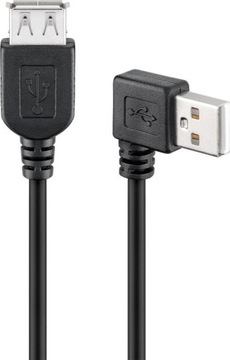 Przedłużacz USB 2.0 Hi-Speed 90°, Czarny 0.3 m