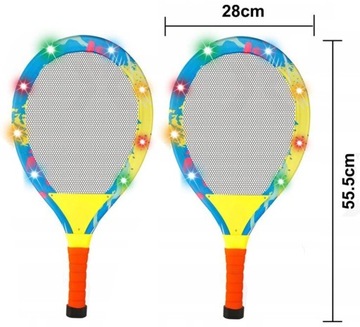 СВЕТЯЩИЕСЯ РАКЕТКИ ДЛЯ БАДМИНТОНА 55 СМ С ПОДСВЕТКОЙ + ЗАТВОР