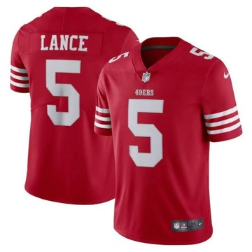 Męskie koszulki piłkarskie Camisa 2023NFL San Francisco 49ers #5 Trey Lance