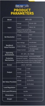 DPS150 портативный программируемый лабораторный источник питания 30V 5A 150W Fnirsi