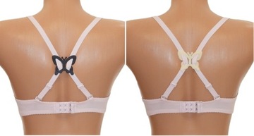 Klipsy-3 ściągające do ramiączek biustonosza czarny beż 2szt