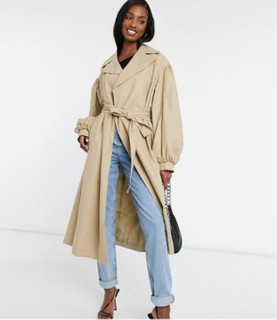 OVERSIZE PŁASZCZ DAMSKI BEŻOWY L 719