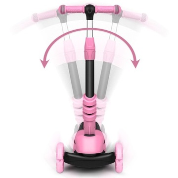 БАЛАНСОВЫЙ СКУТЕР 3В1 ТРЁХКОЛЕСНЫЙ СВЕТОДИОДНЫЙ РОЗОВЫЙ