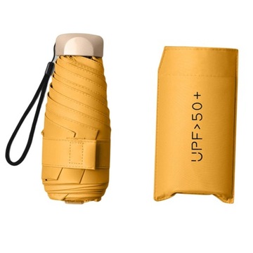 Compact Rain Cover Travel Sunshade Umbrella Yellow