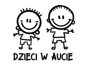 Naklejka na auto DZIECI W AUCIE, chłopcy 19 cm
