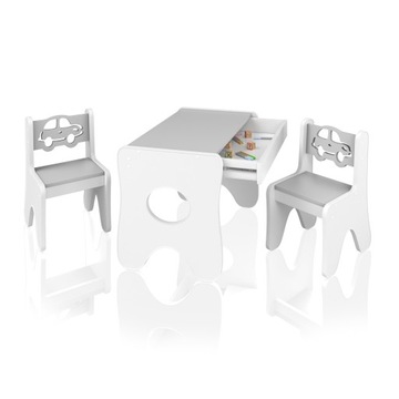 Stolik i dwa krzesełka z szufladą Różne motywy