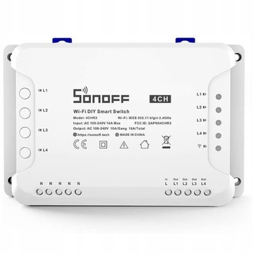 ИНТЕЛЛЕКТУАЛЬНЫЙ ПЕРЕКЛЮЧАТЕЛЬ SONOFF 4CHR3, 4 КАНАЛА, 2,4 ГГЦ, ПРИЛОЖЕНИЕ SMART WIFI