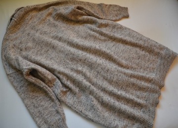 Sweter beżowy kardigan gruby z wełną blezer ZARA długi oversize M 40/42