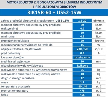 Двигатель с регулятором скорости 2-20 об/мин 230В 15Вт