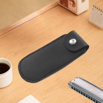 Футляр для губной гармошки из искусственной кожи с пряжкой, компактная коробка, 10 отверстий, серебристый