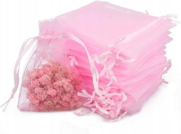 WORECZKI ORGANZA 9X12 ŚLUB, OKAZJE ,RÓŻ 50 SZT