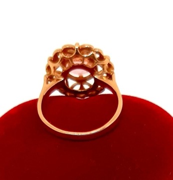 Złoty pierścionek z różowym kamieniem Ażur PR.583 W:4,31gr R.12 InterSKLEP