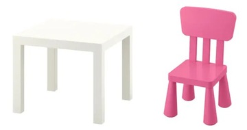 IKEA LACK Stolik + MAMMUT Krzesełko dla dzieci róż