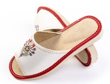 KAPCIE GÓRALSKIE DAMSKIE BIAŁE KLAPKI PANTOFLE r.36-41