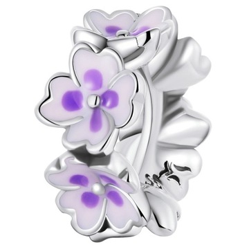 Charms Koralik Bransoletka KWIATY srebro pr.925