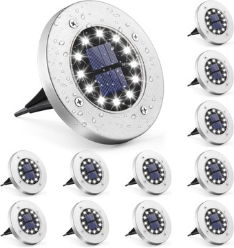12 szt LAMPA SOLARNA OGRODOWA LAMPKI 12LED GRUNTOWE DYSK CZYJNIK ZMIERZCHU