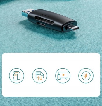Адаптер для чтения карт Ugreen SD/micro SD (USB-A/USB-C) черный (CM304)