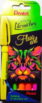 PENTEL ZESTAW DO LITERNICTWA Sign Brush Pen FLUO ART NOWOŚĆ
